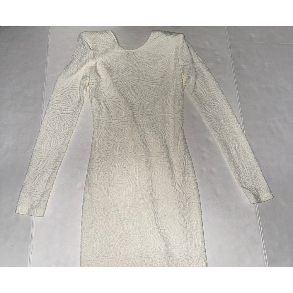 Backstage Womens XS Dress 80s Textured Bodycon Mini Low Back Feminine Lined Glam